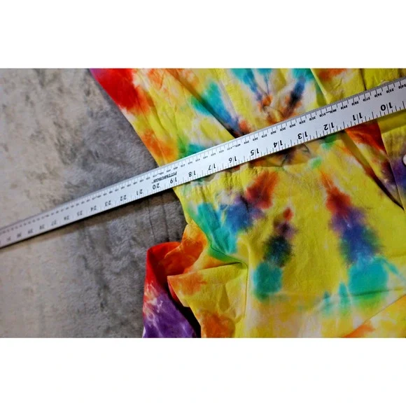 Luxe Artisan Hand Dyed Rainbow Tie-Dye Asymmetric Hem Dress Size Small - Picture 8 of 14